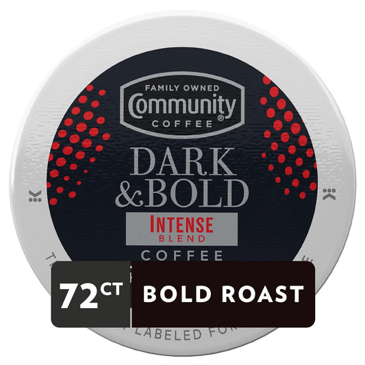Community Coffee Dark & Bold Intense Blend 72 Count Coffee Pods, Dark Roast Compatible With Keurig 2.0 K-Cup Brewers, 12 Count (Pack Of 6)