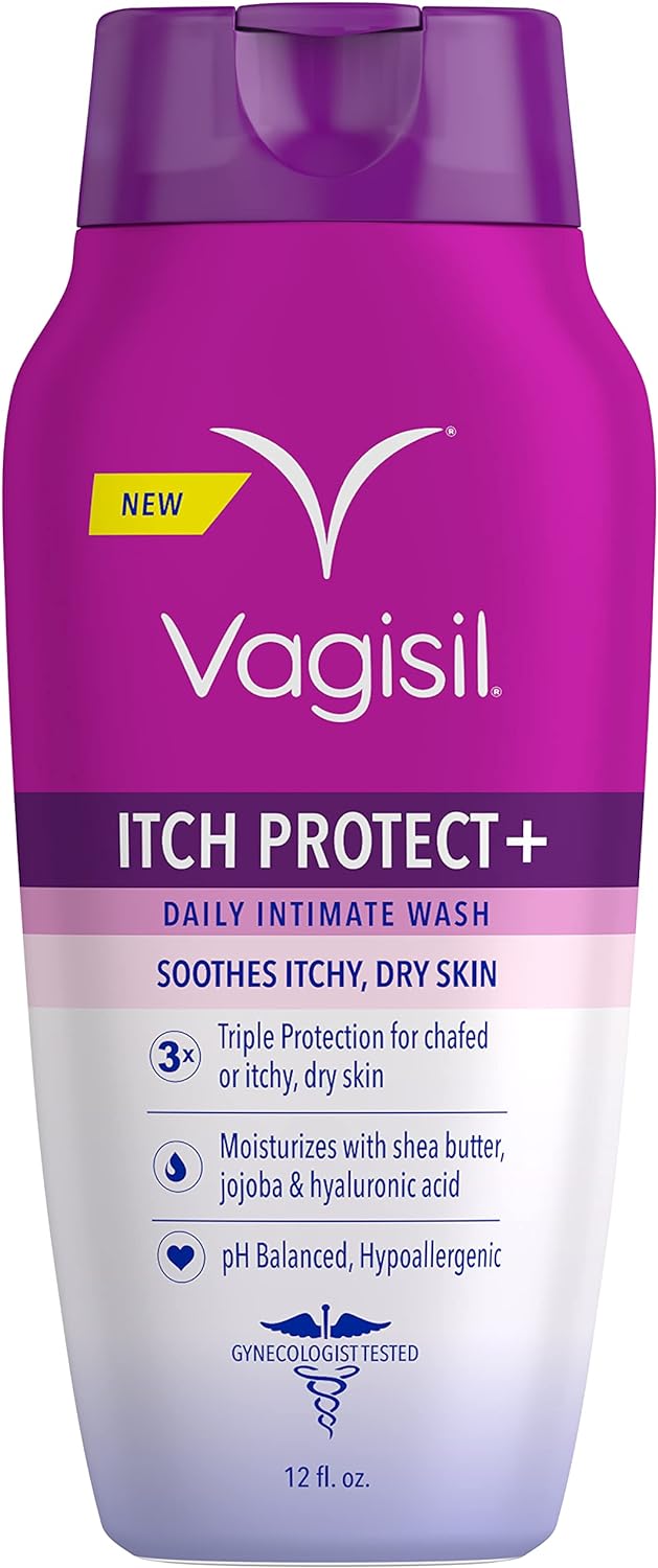 Vagisil Feminine Wash for Intimate Area Hygiene and Itchy, Dry Skin, Itch Protect+ Crème Wash, pH Balanced and Gynecologist Tested, 12oz (Pack of 1)