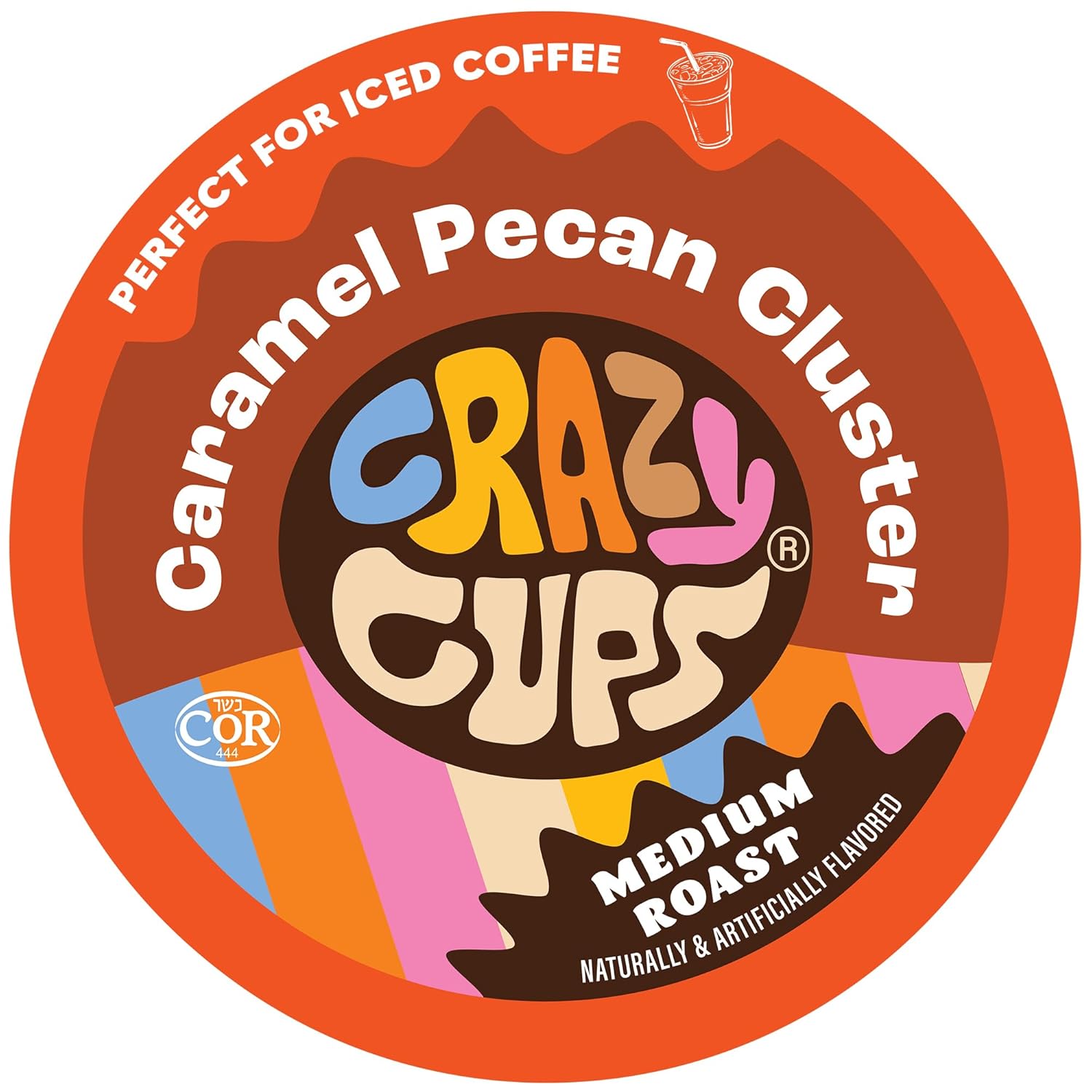 Crazy Cups Single Serve Flavored Hot Or Iced Medium Roast Coffee For Keurig K Cups Machines In Recyclable Pods, Caramel Pecan Cluster, 22 Count (Pack Of 1)