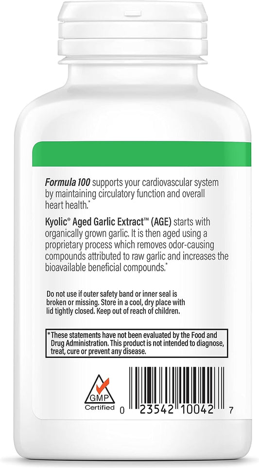 Kyolic Aged Garlic Extract Formula 100, Original Cardiovascular, 200 Capsules (Packaging May Vary)