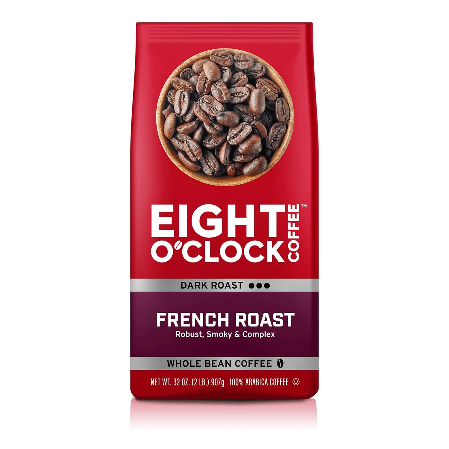 Eight O'Clock Coffee Dark French Roast, Whole Bean Coffee, 100% Arabica, Kosher Certified, 32 Oz