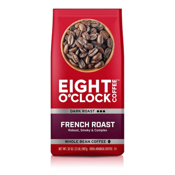 Eight O'Clock Coffee Dark French Roast, Whole Bean Coffee, 100% Arabica, Kosher Certified, 32 Oz