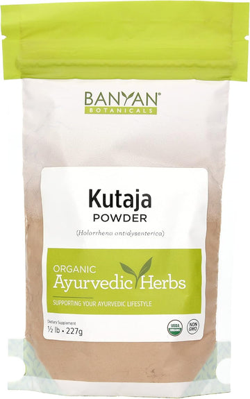 Banyan Botanicals Kutaja Powder - Certified Organic, 1/2  - Holarrhena antidysenterica - Supports a Healthy GI Tract and The Proper Function of The Colon