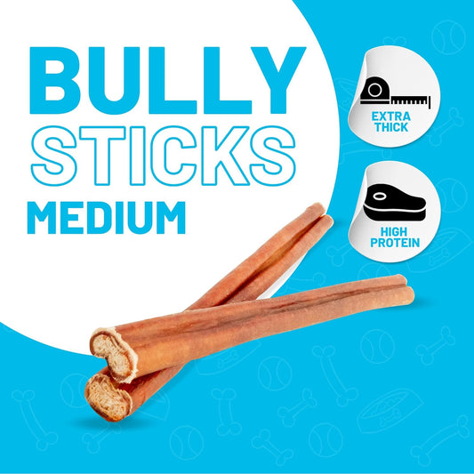 SITKA Farms Bully Sticks 12 inch - (24 Count) Bully Sticks Long Lasting Dental Treats for Large Medium and Small Dogs - Fully Digestible Rawhide Free Sticks for Agresive & Medium Chewers