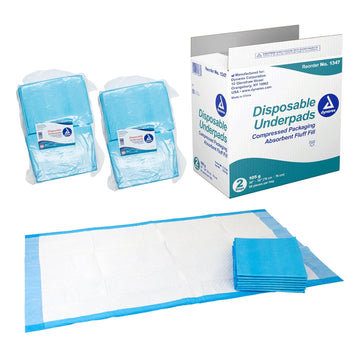 Dynarex Disposable Underpads, Medical-Grade Incontinence Bed Pads To Protect Furniture, 30”X30” (105G), With Polymer, 1 Case Of 100 Pads (50 / Box),White