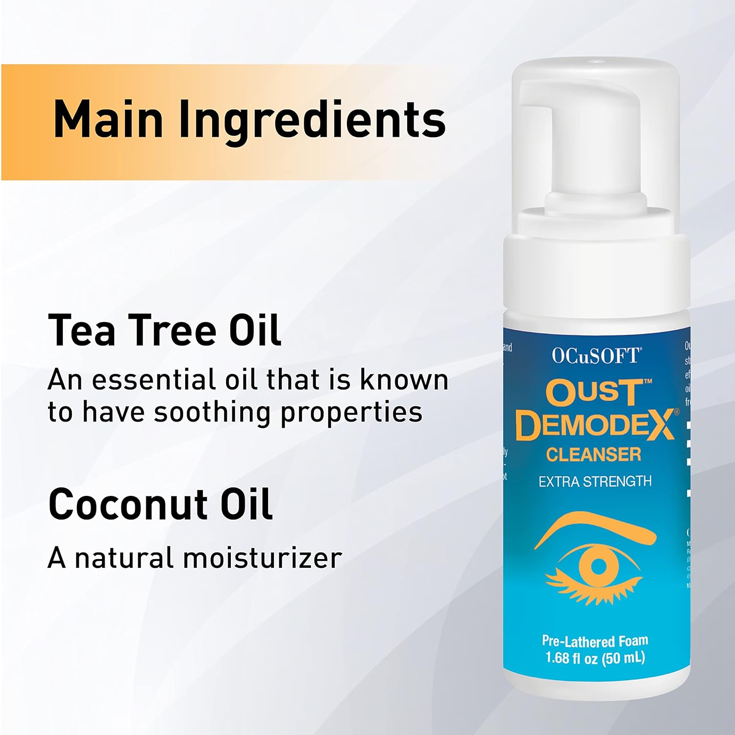 Ocusoft Oust Demodex Foam Cleanser - Extra Strength - Foaming Cleanser For Eyelids & Eyelashes With Tea Tree Oil - Eyelid Cleanser To Remove Oil, Debris & Pollen - 1.68 Fl Oz : Beauty & Personal Care