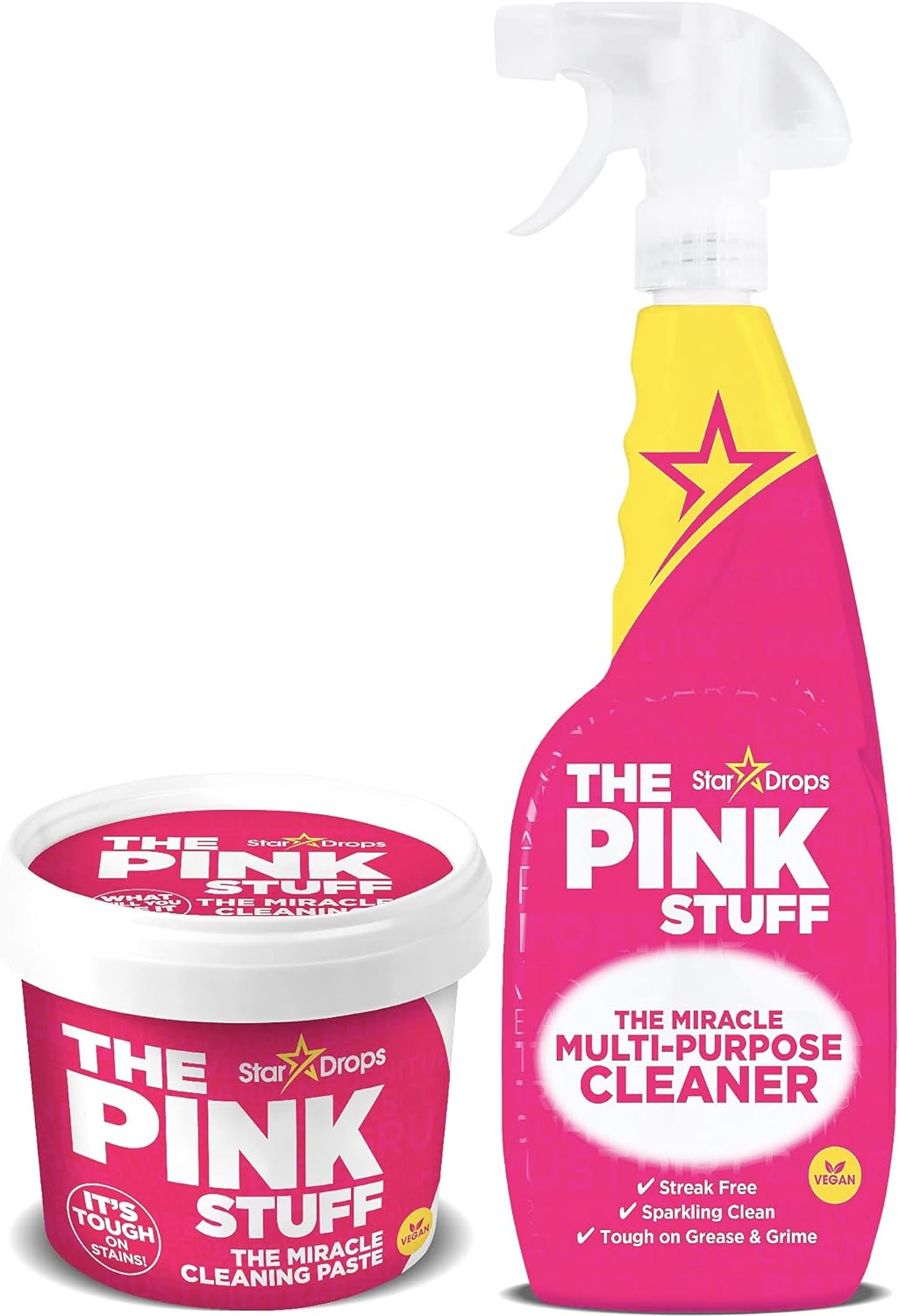 Stardrops - The Pink Stuff - The Miracle Cleaning Paste And Multi-Purpose Spray 2-Pack Bundle (1 Cleaning Paste, 1 Multi-Purpose Spray)