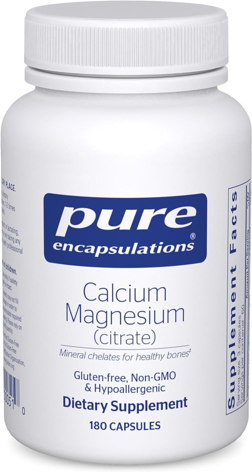 Pure Encapsulations Calcium Magnesium (Citrate) | Supplement For Bone Strength, Muscle Cramp And Tension Relief, Teeth, And Cardiovascular Health* | 180 Capsules