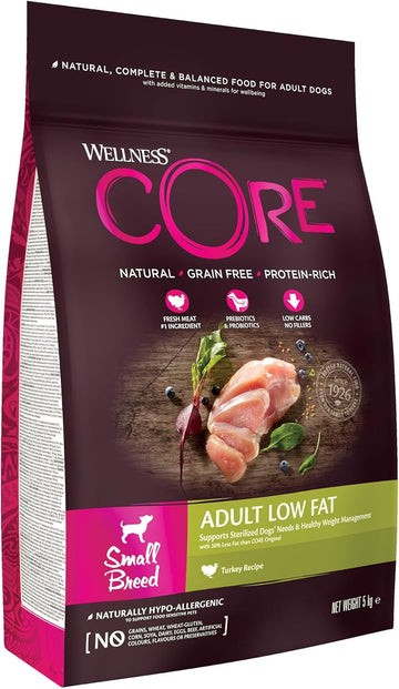Wellness CORE Small Breed Adult Low Fat, Dry Dog Food for Small Breeds, Grain Free, High Meat Content, Turkey, 5 kg?10813