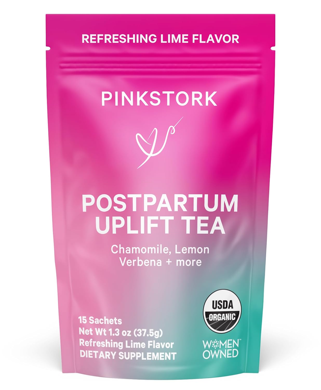 Pink Stork Postpartum Uplift Mood Support Tea: Hormone Balance for Women After Pregnancy, Chamomile Tea with Red Raspberry Leaf for Postpartum Recovery - Caffeine-Free, 15 Sachets