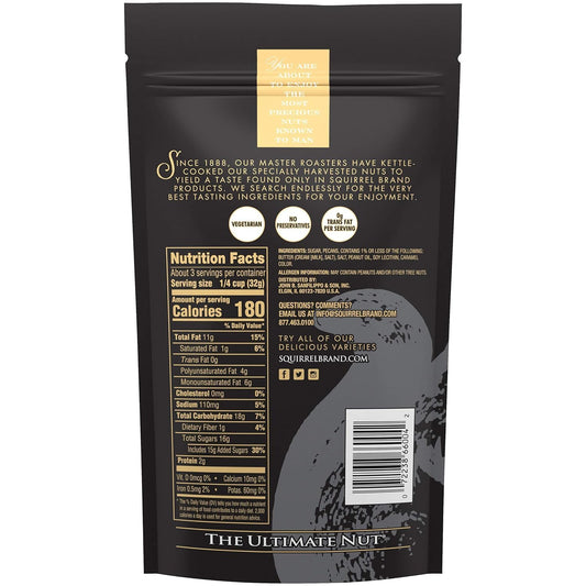 Squirrel Brand Salted Caramel Pecans. 3.5 Oz Resealable Bag, Gluten Free, Vegetarian