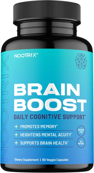 Brain Boost Nootropic Supplement | Supports Memory, Mental Focus, Cognitive Health & Energy | Caffeine-Free, Promotes Healthy Mood & Brain Function W/Gingko Biloba & Dmae | 60 Capsules