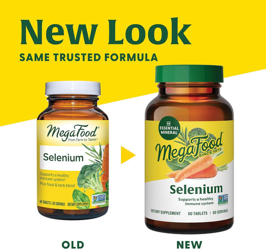 Megafood Selenium - Selenium 50 Mcg, Selenium Supplement With Food And Herb Blend - Immune Support - Vegan, Non-Gmo - Made Without 9 Food Allergens - 60 Tablets (60 Servings)