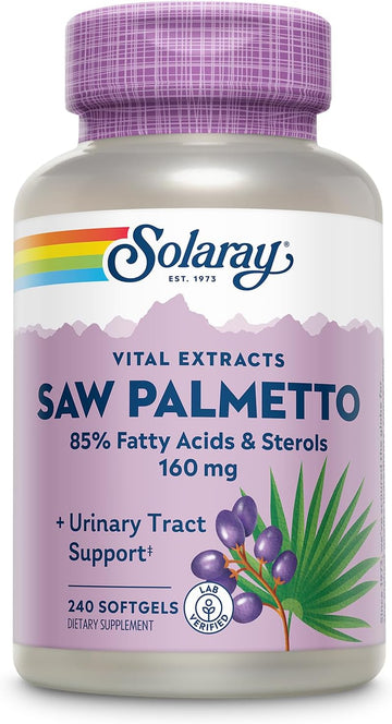 Solaray Saw Palmetto Extract - Prostate Health And Urinary Tract Support - 136 Mg Fatty Acids And Sterols - Lab Verified, 60-Day Money-Back Guarantee (240 Servings, 240 Softgels)