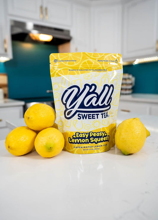 Y'All Sweet Tea - Lemon Flavored Iced Tea Bags One Gallon Size In 10 Gallons Per Pack Quick Brew Southern Ice Tea With A Zesty Lemon Twist | As Seen On Shark Tank (Caffeinated)