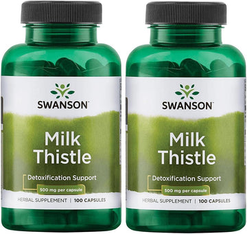Swanson Milk Thistle - Herbal Liver Support Supplement - Natural Formula Helping to Maintain Overall Health & Weleing - (100 Capsules, 500mg Each) 2 Pack