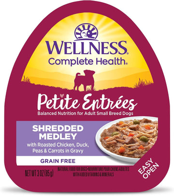 Wellness Petite Entrées Shredded Medley With Roasted Chicken, Duck, Peas & Carrots, 3-Ounce Cup (Pack Of 12)