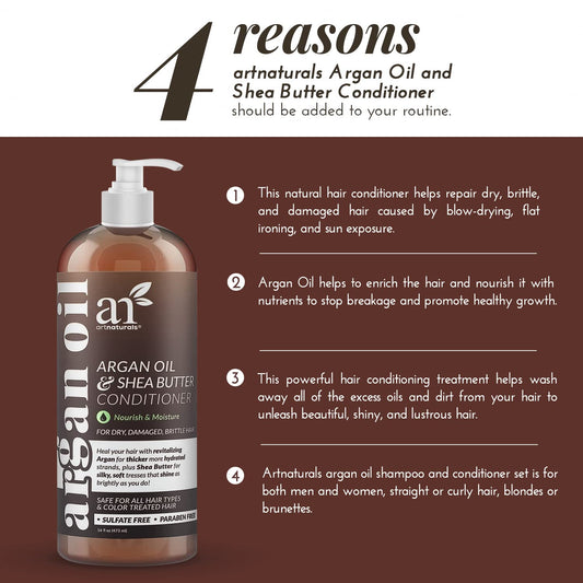 Artnaturals Argan Oil Hair Conditioner - (16 Fl Oz / 473Ml) - Sulfate Free - Treatment For Damaged And Dry Hair - For All Hair Types - Safe For Color Treated Hair