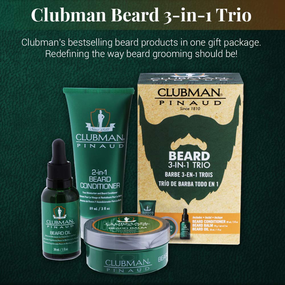 Clubman Pinaud 3-In-1 Beard Kit – Includes Conditioner, Beard Oil And Balm, Starter Kit For Men : Beauty & Personal Care