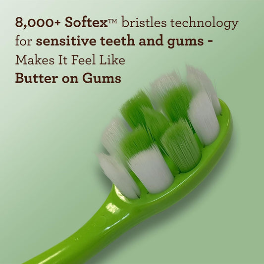 Gurunanda Butter On Gums Toothbrush With Extra Soft Bristles For Sensitive Gums, Soft Toothbrush For Kids & Adults, 8 Ct