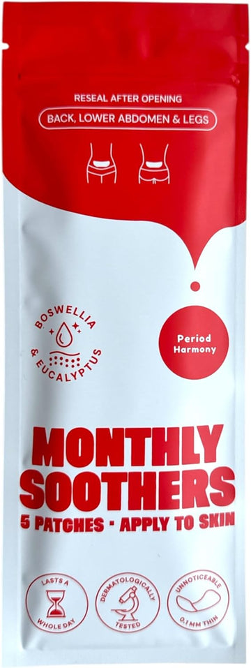 Period Harmony Pain Relief Patches (5 Per Pack) - Developed With Doctors, Natural Patches For Back, Joint, Muscle & Period Pain, Anti Inflammatory Boswellia, Pcos, Fibroids & Endometriosis Pain Relief