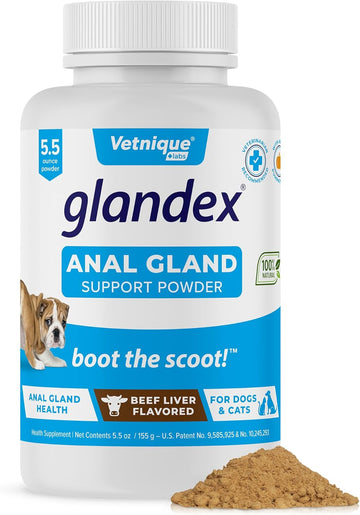 Glandex Dog Fiber Supplement Powder For Anal Glands With Pumpkin, Digestive Enzymes & Dog Probiotics For Digestive Health - Vet Recommended - Boot The Scoot (Beef Liver, 5.5Oz Powder)