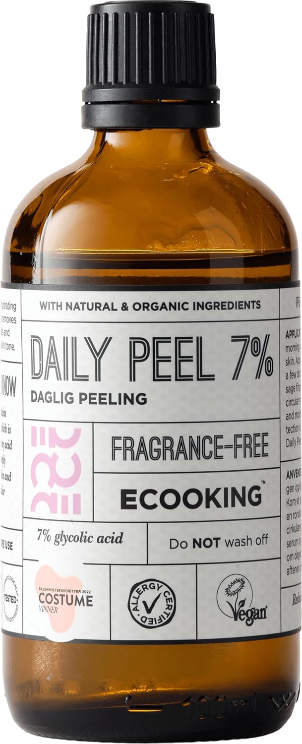 Ecooking Daily Peel With 7% Glycolic Acid 100Ml | Face Exfoliating Fluid & Dead Skin Remover | Hyaluronic Acid, Organic Cucumber Water & Turmeria Zen | Minimise Pores & Even Skin Tone For Natural Glow