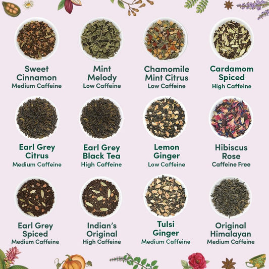 Vahdam, Assorted Tea In Presentation Box (24 Variants, 24 Pyramid Tea Bags) Long Leaf Pyramid Tea Variety Pack | Premium Tea Gifts | Gifts For Women & Men