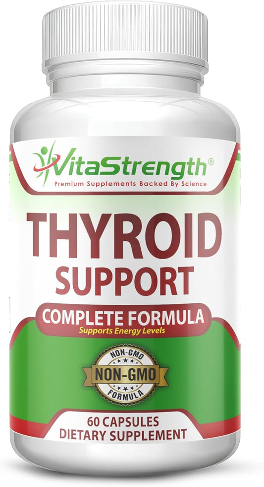 Thyroid Support - Complete Formula To Support Energy Levels With Iodine, Bladderwrack, Kelp, B12 & More- Thyroid Energy: Boost T4 To T3 Supplement - Non-Gmo