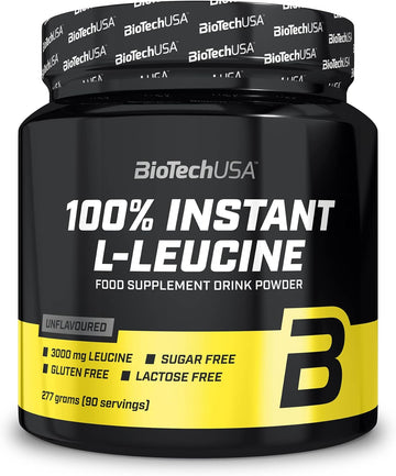 Biotechusa 100% Instant L-Leucine Drink Powder | Vegan | Sugar-Free | Gluten-Free | Lactose Free | 3,000Mg Leucine | 277G | Unflavoured