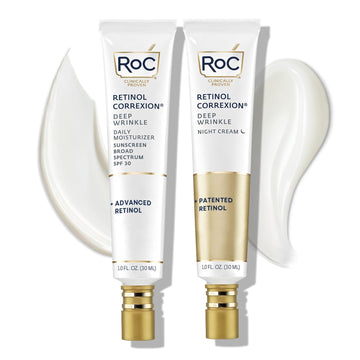 Roc Retinol Correxion Deep Wrinkle Facial Moisturizer Skin Care Bundle: Retinol Correxion Deep Wrinkle Night Cream + Deep Wrinkle Day Cream With Spf 30