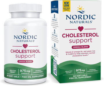 Nordic Naturals Cholesterol Omega LDL, Lemon - 60 Soft Gels - 975 Omega-3 + Red Yeast Rice & CoQ10 - Normal Cholesterol, Antioxidant Support - EPA & DHA - Non-GMO - 20 Servings