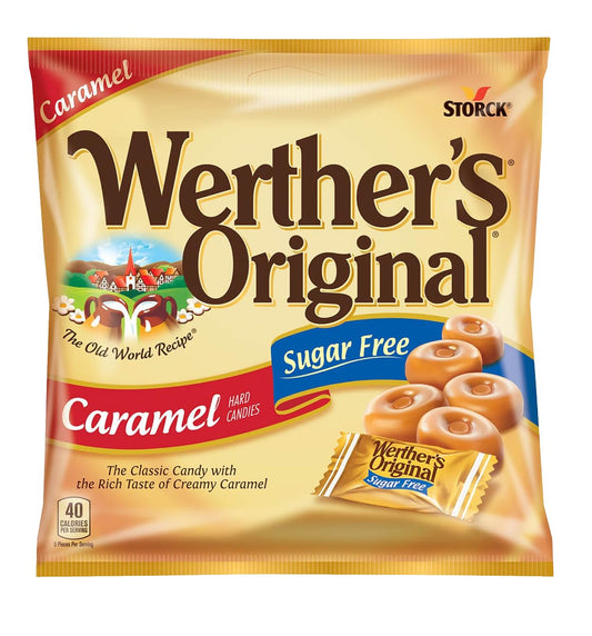Werther'S Original Sugar Free Hard Candy 3 Bags Bundle (1.46 Oz Each) 3 Flavors: Coffee, Chocolate, Caramel | Perfect For Office Spaces Candy Dishes Holiday Candy Gifts | Soko Smiles Pocket Bag