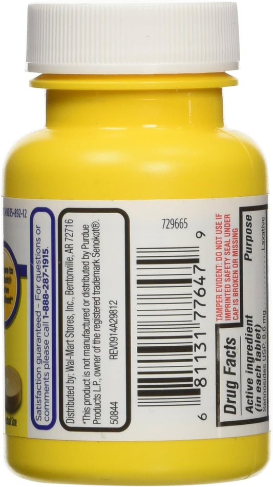Equate Natural Vegetable Laxative, Sennosides 8.6 mg Tablets, 100-Count Bottle