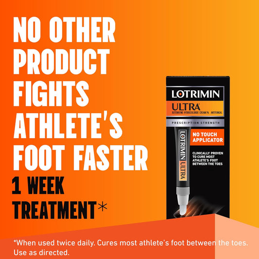 Lotrimin Ultra With No Touch Applicator,1 Week Athlete'S Foot Treatment Cream. Prescription Strength Butenafine Hydrochloride 1%,Cures Most Athlete’S Foot Between Toes,Antifungal,0.7 Oz (20 Grams)