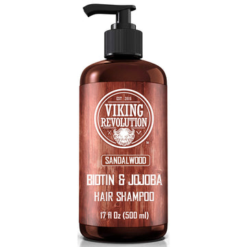 Viking Revolution Sandalwood Men'S Shampoo With Biotin And Jojoba Oil - Men Shampoo Natural Hair Shampoo For Men With Vitamin B5 - Hair Loss Shampoo For Mens Shampoo For Thinning Hair (17 Oz)