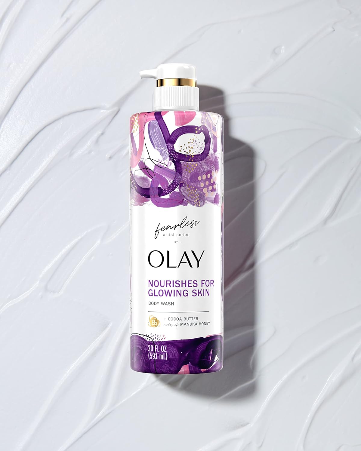 Olay Fearless Moisturizing Body Wash for Women with Cocoa Butter and Notes of Manuka Honey Artist Series 20 fl oz (Pack of 4) : Beauty & Personal Care