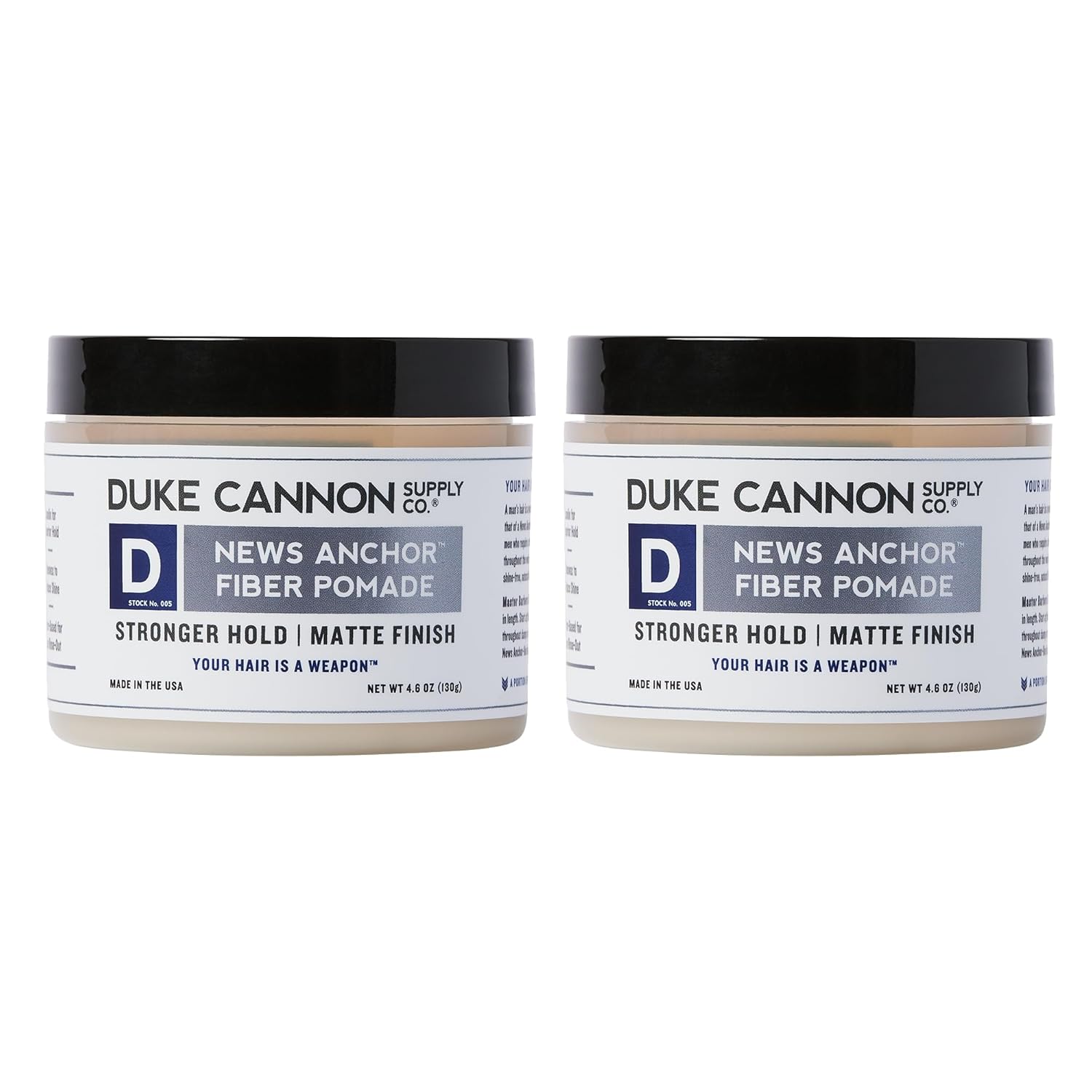 Duke Cannon News Anchor Fiber Pomade - Strong Hold, Natural Matte Finish - 4.6 Oz (Pack Of 2)