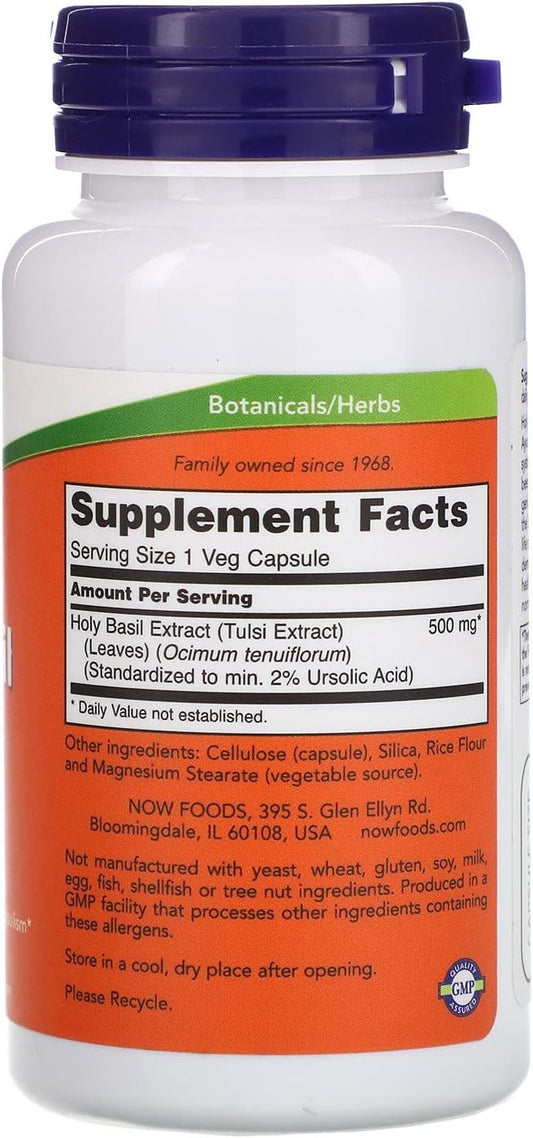 NOW Supplements, Holy Basil Extract 500 mg (Holy Basil is a Sacred Plant in Ayurveda), 90 Veg Capsules