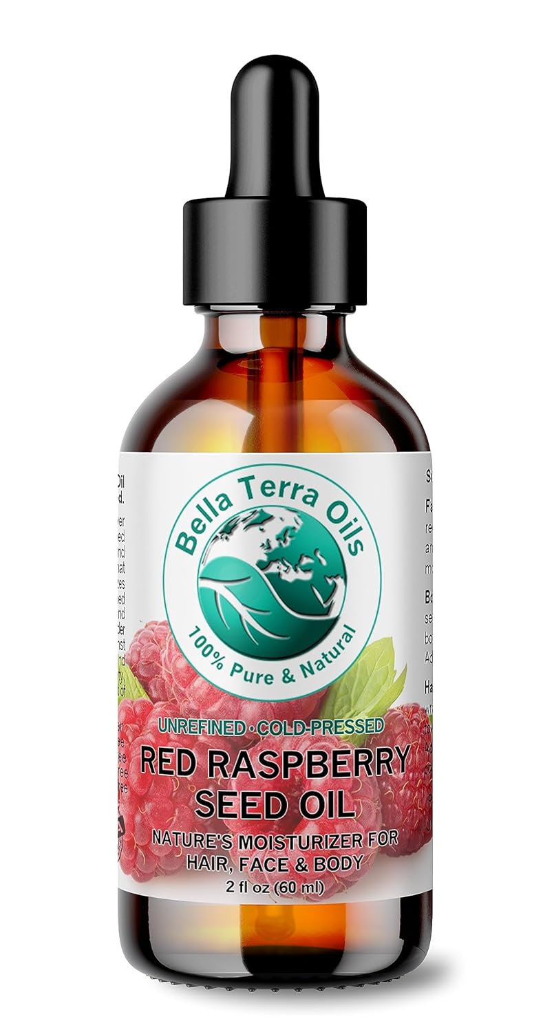 Bella Terra Oils - Red Raspberry Seed Oil 2 oz - Bursting with Omega Fatty Acids & Vitamin E, Luxurious Oil for Daily Skin Nourishment, Cold-Pressed Excellence