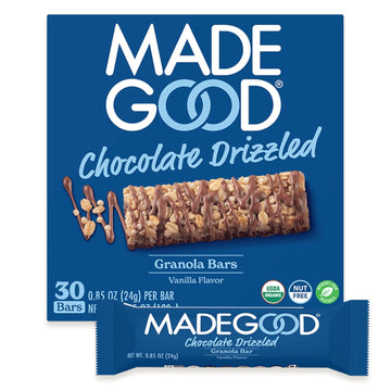 Madegood Chocolate Drizzled Granola Bars, Vanilla (30 Count) Bulk Gluten Free Snacks