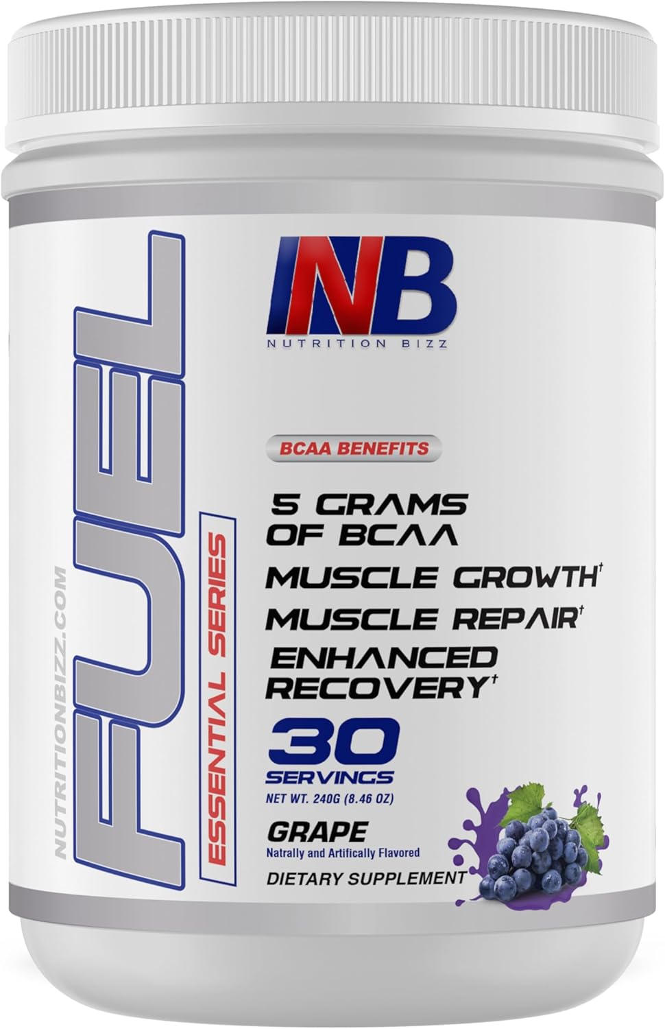 Bcaa Powder, 5 Grams Of Bcaas Amino Acids, Post Workout Recovery Drink For Muscle Building, Recovery, And Endurance, 30 Servings (Grape)