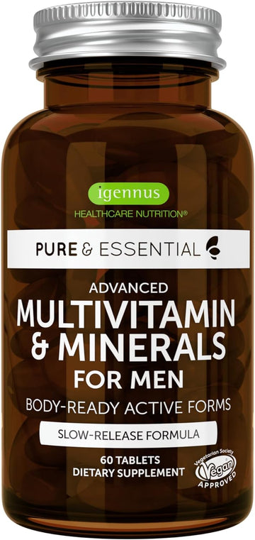 Methylated Men'S Multivitamin, Mthfr Supplement With Active B-Vitamins, Clean Label & Vegan, High Strength Formula Without Iron, Added Lycopene, 60 Tablets, 2-A-Day, Non-Gmo, By Igennus