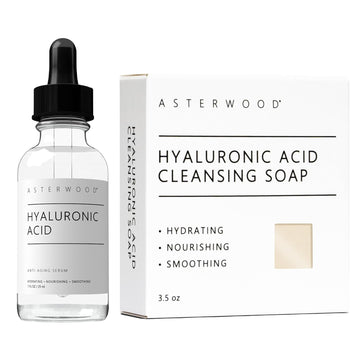 Hyaluronic Acid Serum 1 Oz + Hyaluronic Acid Cleansing Face Soap 3.5 Oz