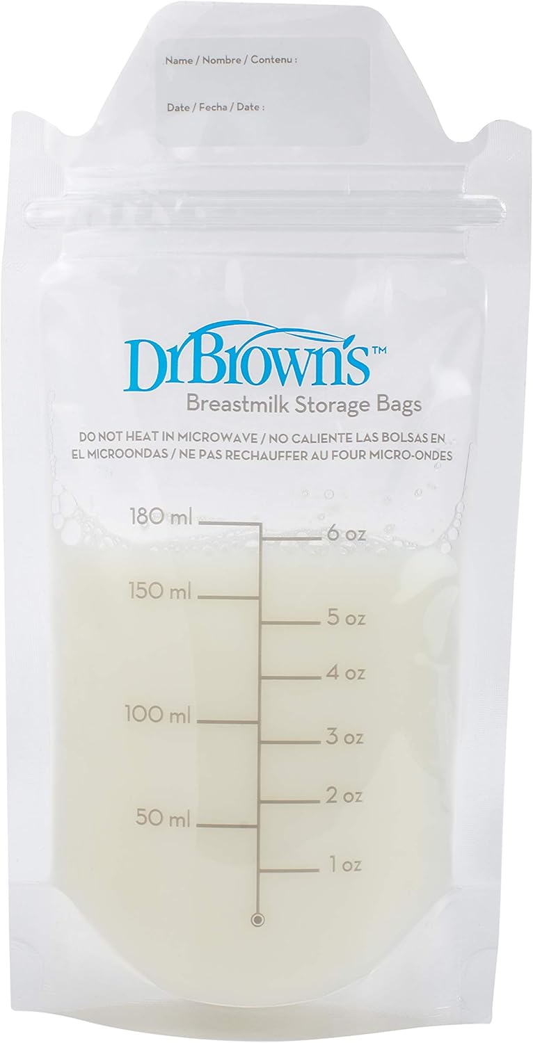 Dr. Brown’S Breast Milk Storage Bags, Disposable And Durable Bags For Freezing & Heating Breast Milk, (50Ct) 6 Oz Bags, Bpa Free