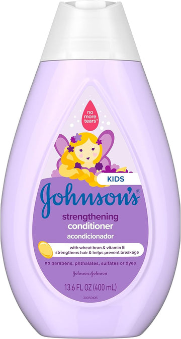 Johnson'S Strengthening Tear-Free Kids' Conditioner With Vitamin E Strengthens & Helps Prevent Breakage, Paraben-, Sulfate- & Dye-Free, Hypoallergenic & Gentle On Toddler Hair, 13.6 Fl. Oz