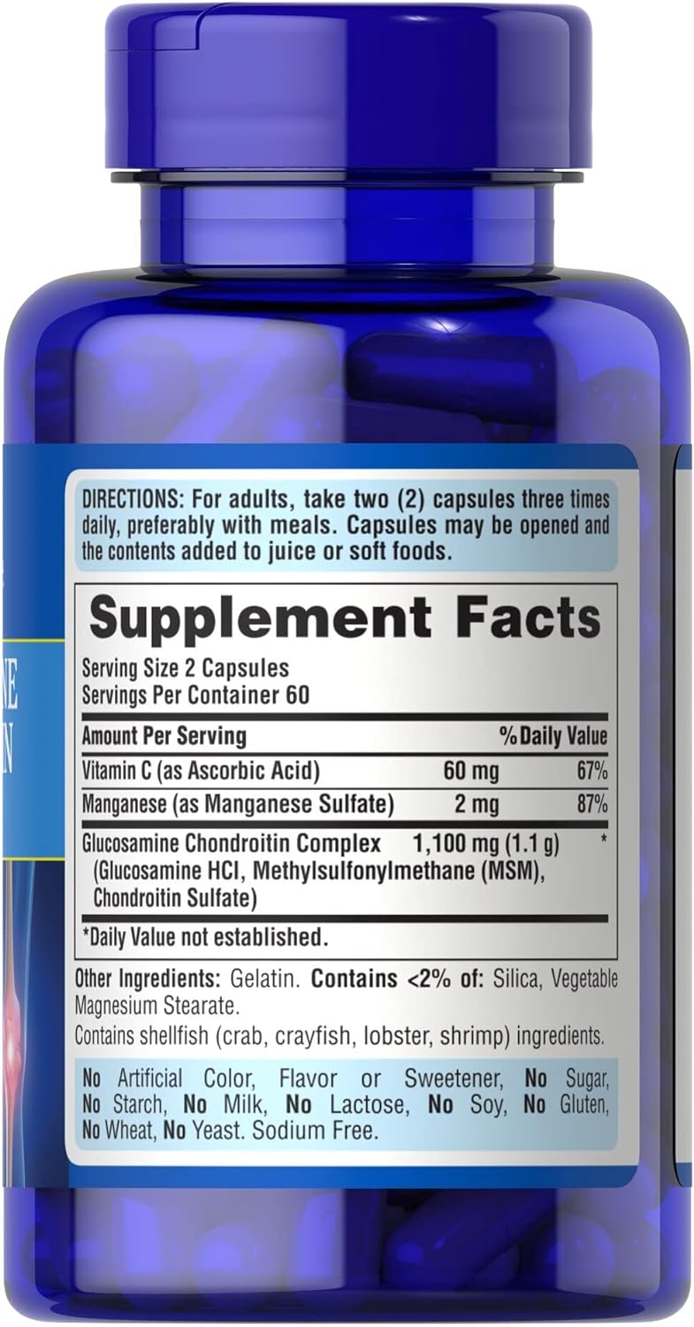 Puritan's Pride Glucosamine Chondroitin Complex Capsules, Supports Joint Health* 120 ct : Health & Household