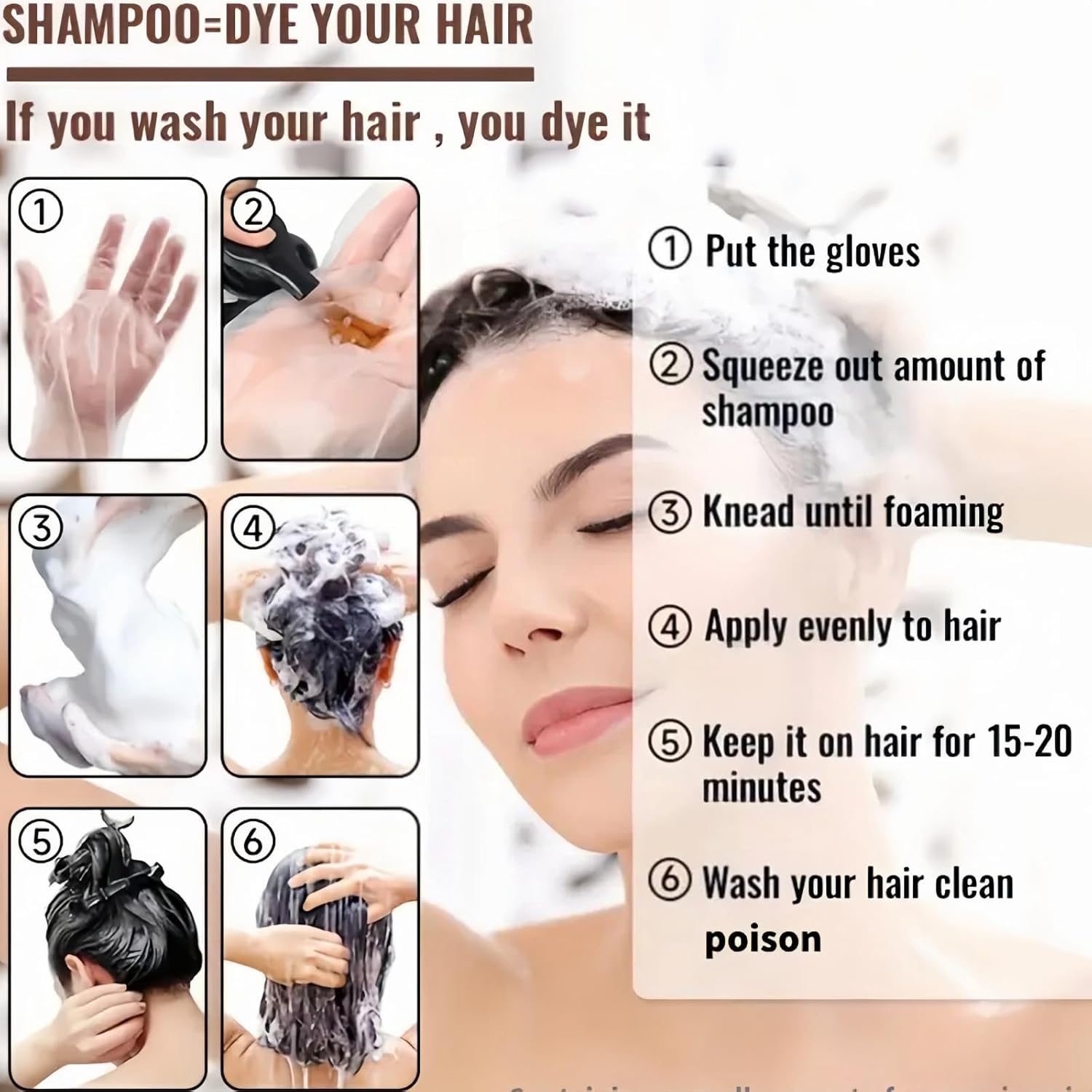 Polar Hair Dye Shampoo,Instant Dye Shampoo,Polar Hair Care,Color Shampoo For Gray Hair,3-In-1 Shampoo For Color Treated Hair,Natural Plant Hair Dye Shampoo,Permanent Hair Dye,Anti Grey Shampoo(Black)