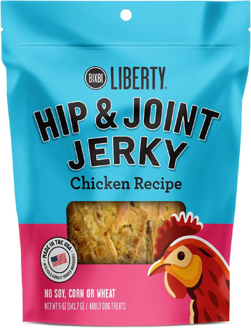 Bixbi Liberty Hip & Joint Support Chicken Jerky Dog Treats, 5 Oz - Usa Made Grain Free - Glucosamine, Chondroitin For Dogs - Antioxidant Rich, No Fillers