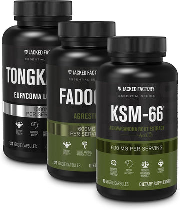 Jacked Factory Vitality Supplement Stack | Ksm-66 (Ashwagandha), Fadogia Agrestis Extract, & Indonesian Tongkat Ali Extract To Support Vitality, Boost Natural Energy Levels, & Enhance Recovery